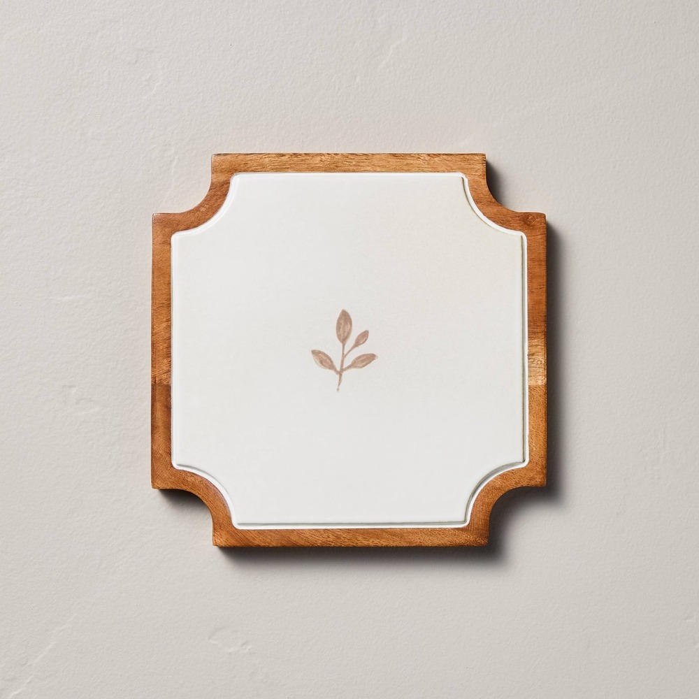 Wood Trivet with Icon Sour Cream - Hearth & Hand Magnolia, Target